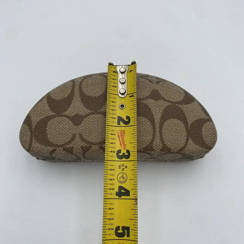 COACH Monogram Sunglass Case Brown Hard Clamshell Oversized Eye Glass Case